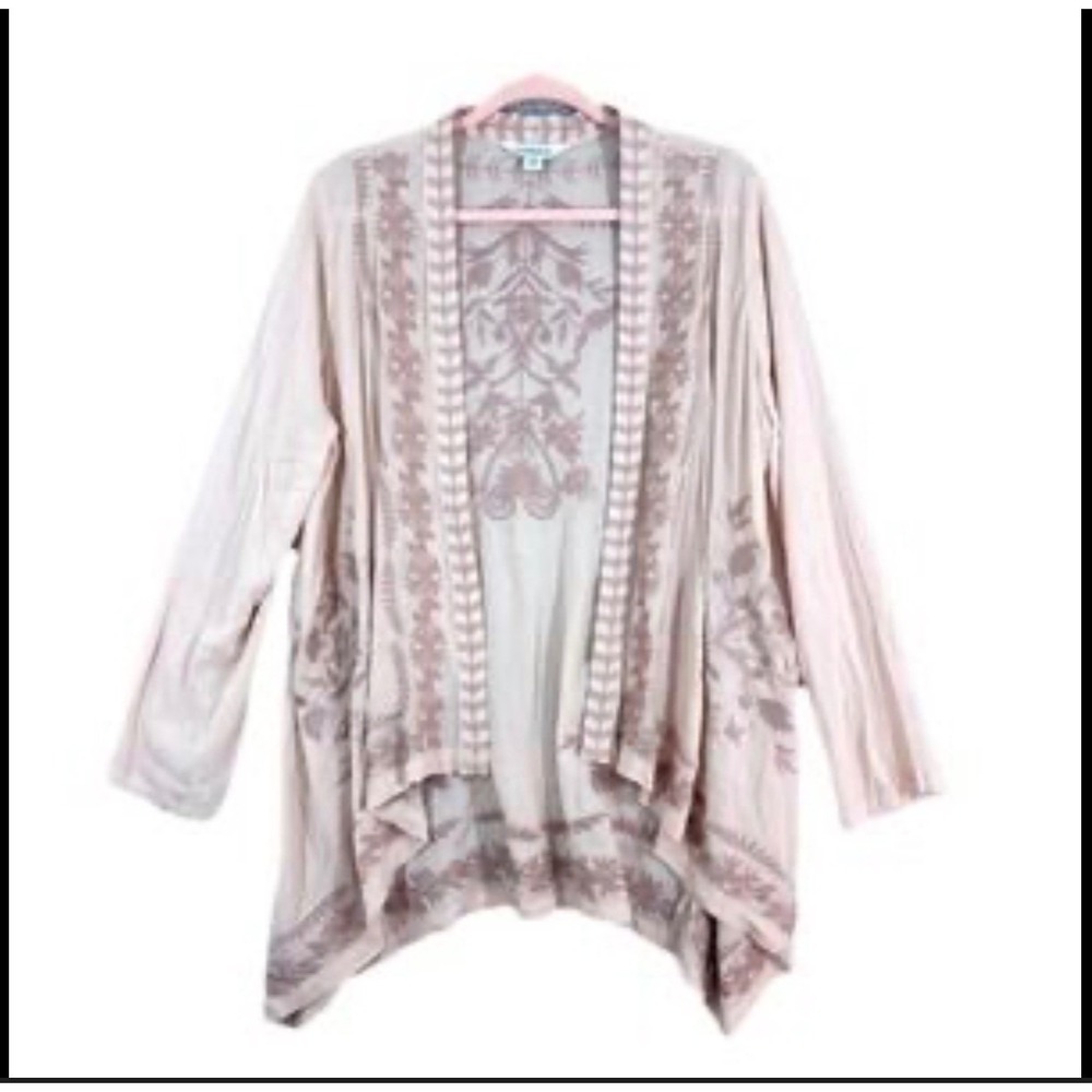 Sundance Boho Belle Embroidered Kimono Cardigan Womens‎ XL Pink Boho Gauze Layer